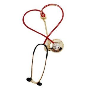 Black Red Stethoscope Nurse Doctor Pin Brooch